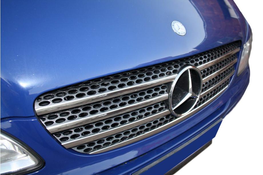 Mercedes Viano 2004-2014 Grille Covers Chrome (7 pcs, Stainless Steel) Carmos - Turkish Stainless Steel Image
