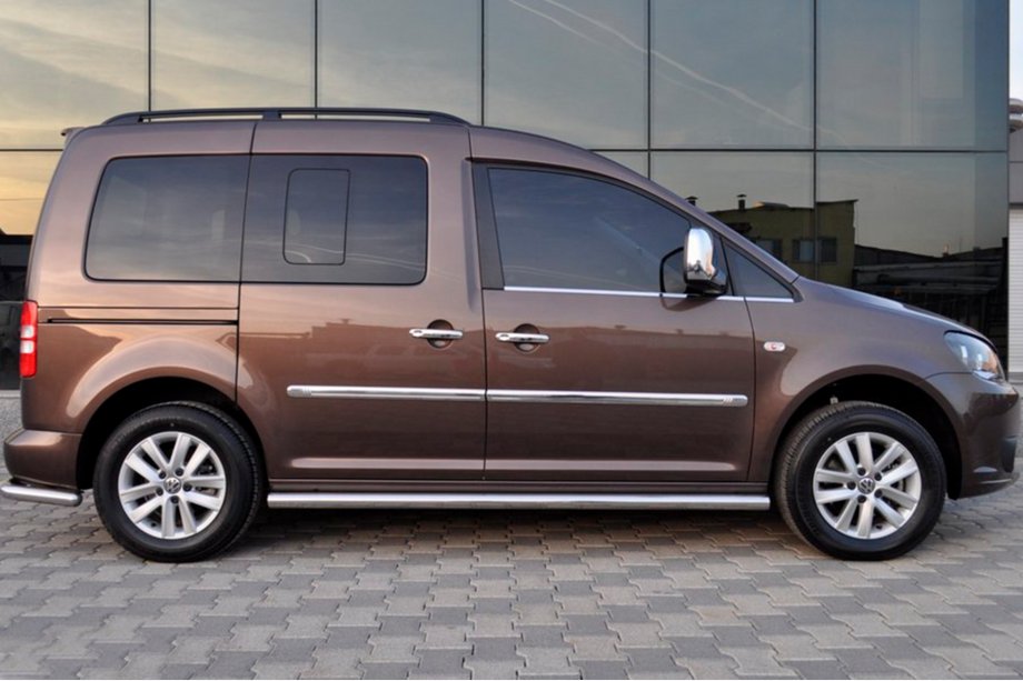 Volkswagen Caddy 2010-2015 Side Bars BB001 (2 pcs, stainless steel) d60, Standard Base Photo 2