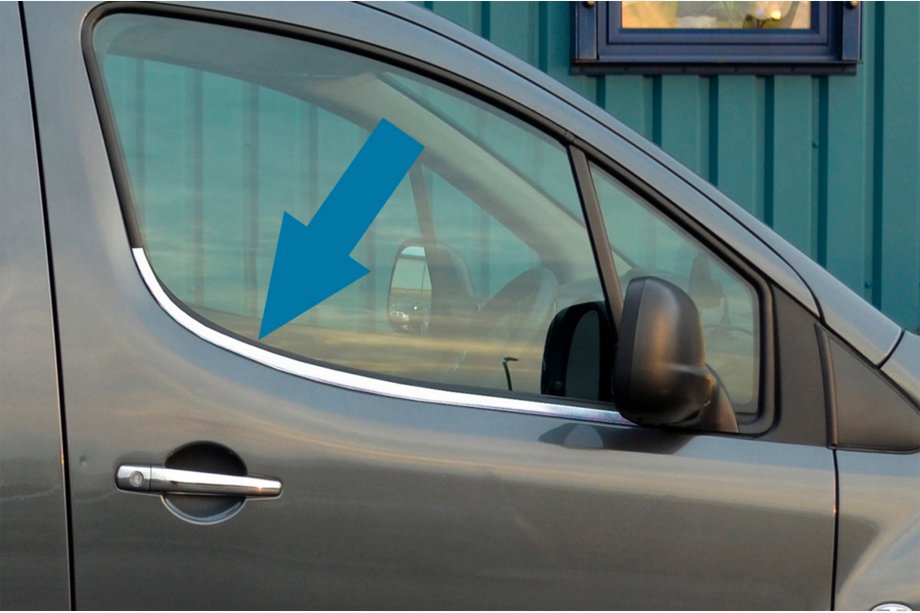 Peugeot Partner Tepee 2008-2018 Window Trim (2 pcs, Stainless Steel) OmsaLine - Italian Stainless Steel Image