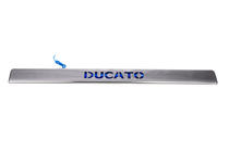 Fiat Ducato 2006-2025 LED Trim Above License Plate (Stainless Steel) Blue LED Lighting photo 2