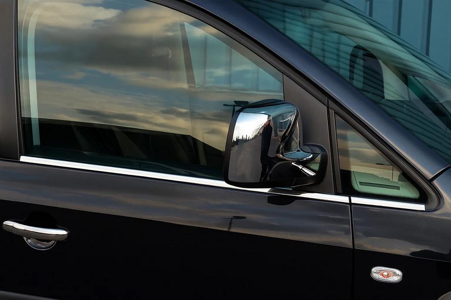 Volkswagen Caddy 2010-2015 Lower window trim stainless steel Front, Carmos - Turkish Steel Image