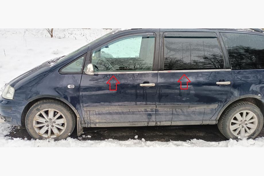 Volkswagen Sharan 1995-2010 Window Trim Stainless Steel (4 pcs) Carmos - Turkish Stainless Steel Image