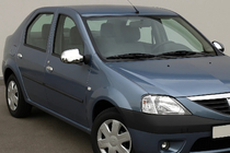 Renault Logan I 2005-2008 Full mirror covers (2 pcs) Carmos - Chrome Plastic photo 1