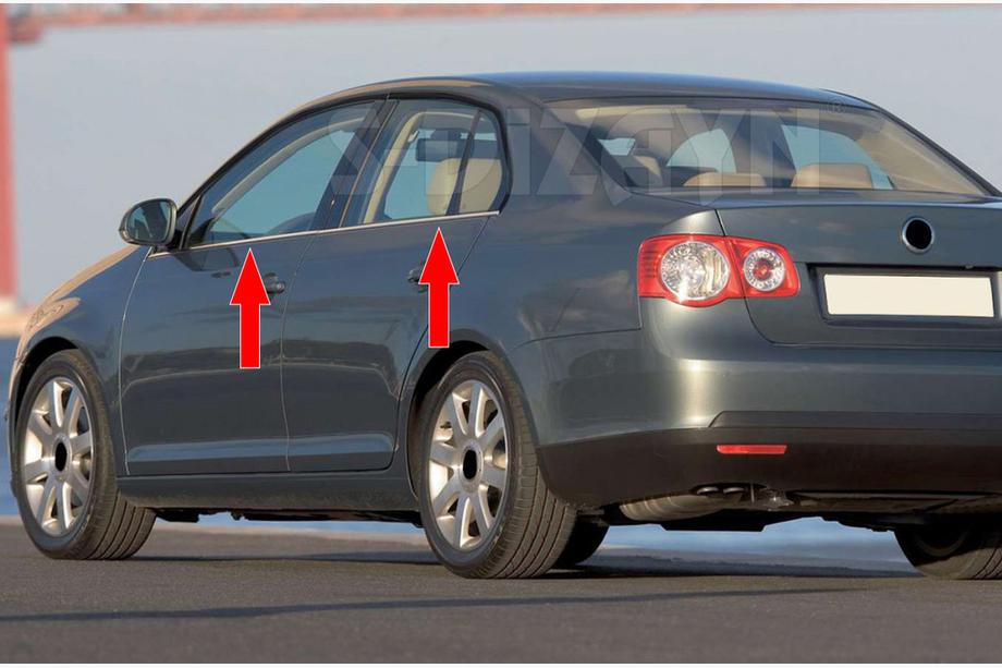 Volkswagen Jetta 2006-2011 Exterior window trim stainless steel (4 pcs) Carmos - Turkish Stainless Steel Image