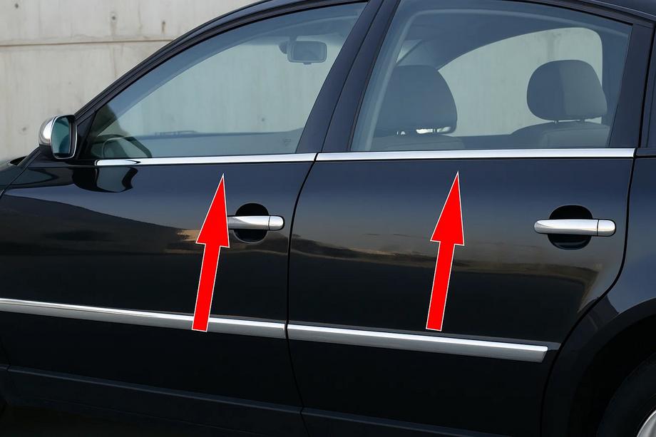 Volkswagen Passat B5 1997-2005 Exterior window trim stainless steel (4 pcs) Carmos - Turkish Stainless Steel Image
