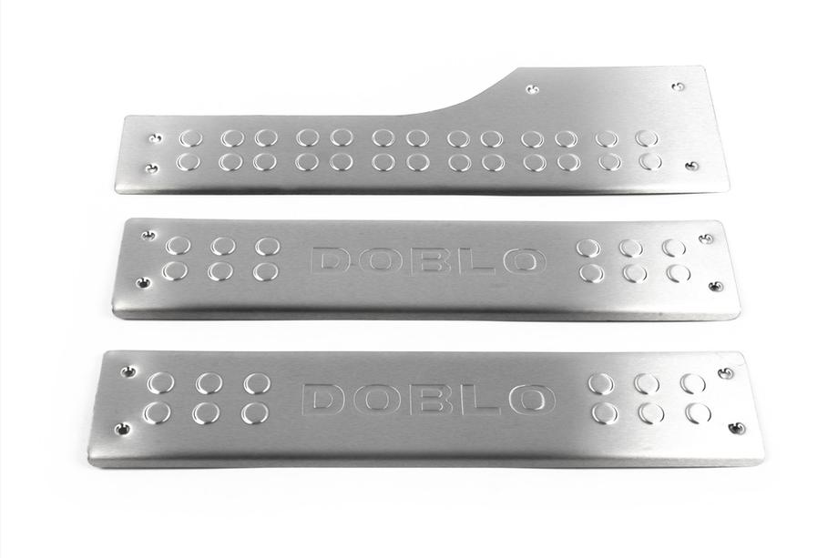 Fiat Doblo II 2010-2022 Interior door sill plates OmsaLine (stainless steel) 4 pcs, OmsaLine - Italian Stainless Steel Photo 2