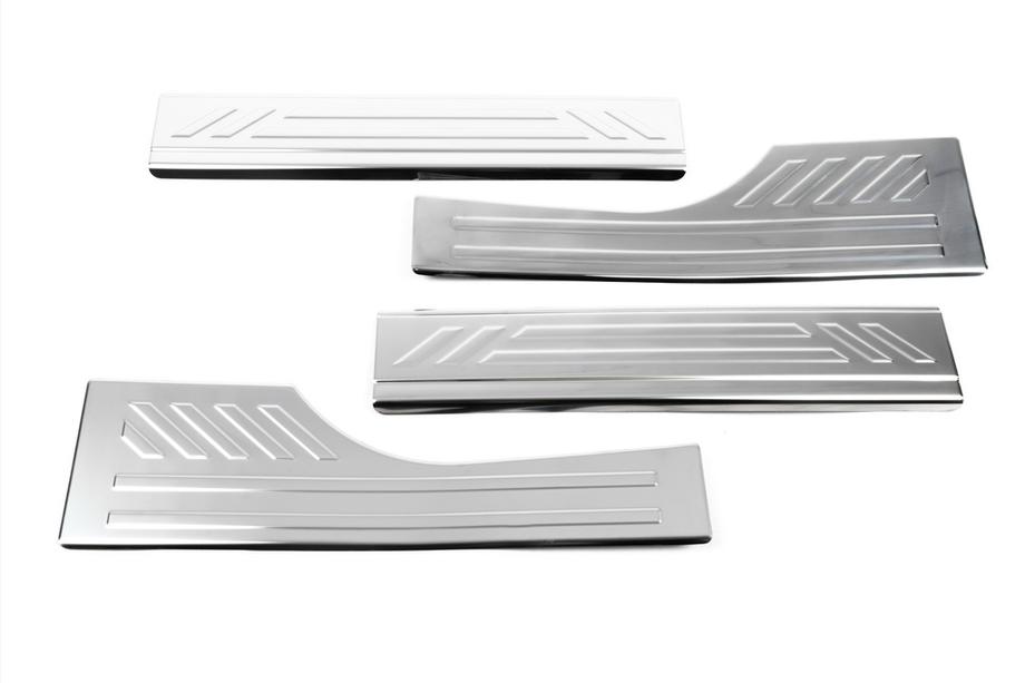 Fiat Doblo II 2010-2022 Interior door sill plates OmsaLine (stainless steel) 4 pcs, OmsaLine - Italian Stainless Steel Photo 3