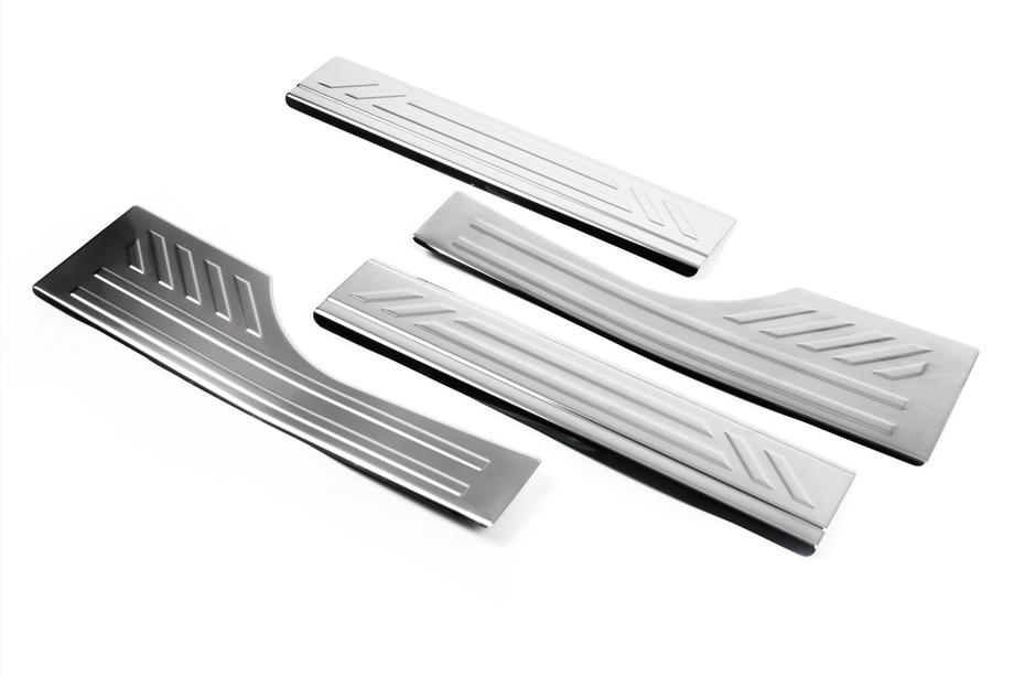 Fiat Doblo II 2010-2022 Interior door sill plates OmsaLine (stainless steel) 4 pcs, OmsaLine - Italian Stainless Steel Photo 4