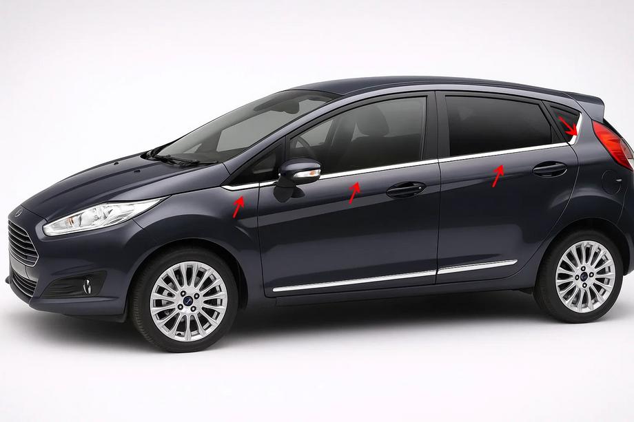 Ford Fiesta 2008-2017 Window Trim Stainless Steel (8 pcs) Image