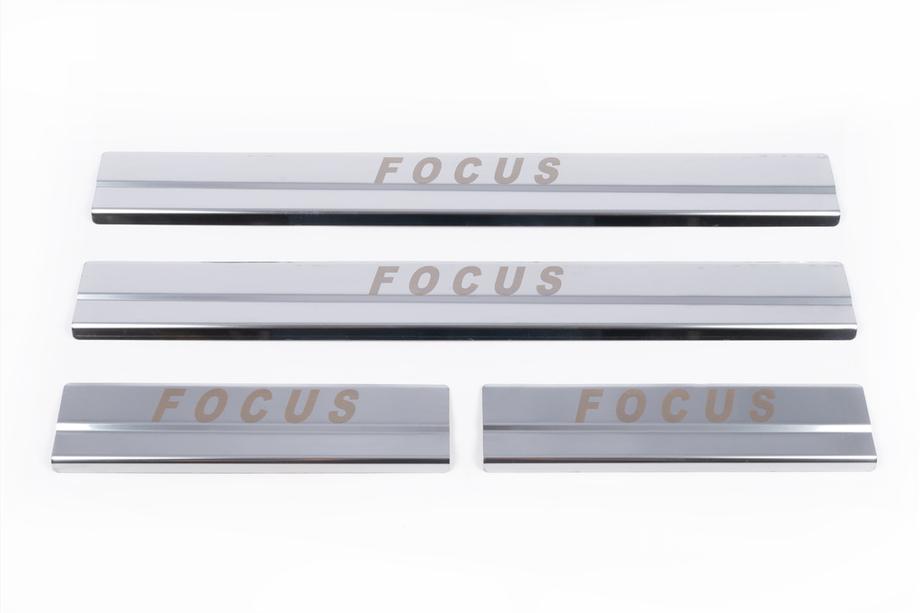 Ford Focus III 2011-2017 Stainless Steel Door Sill Protectors Carmos V1 (4 pcs) Photo 4