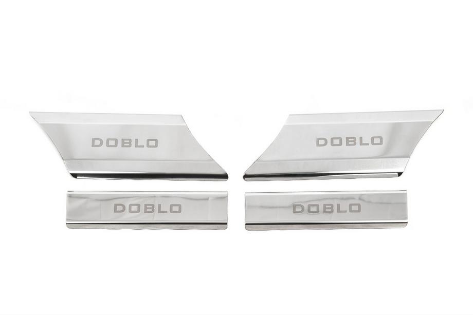 Fiat Doblo I 2005-2010 Interior door sill protectors (Carmos V1, stainless steel) 4 Doors Image