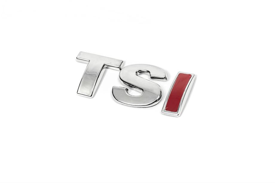 Volkswagen Tiguan 2007-2016 Badge TSI (straight font) TS - Chrome, I - Red Photo 6
