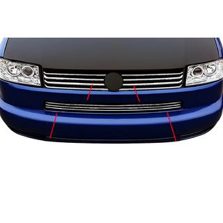Bumper Grille Inserts Straight Hood (3 pcs, Stainless Steel) Volkswagen T4 Transporter 1990-2003 photo 1