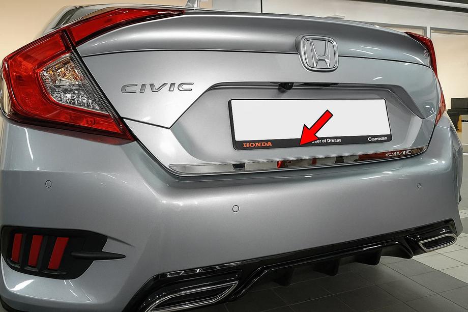 Honda Civic Sedan X 2016-2021 Trunk trim stainless steel Carmos - Turkish Stainless Steel Image