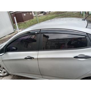 Window Deflectors with Chrome Trim SD (4 pcs, Niken) Hyundai Accent 2011-2017 photo 1