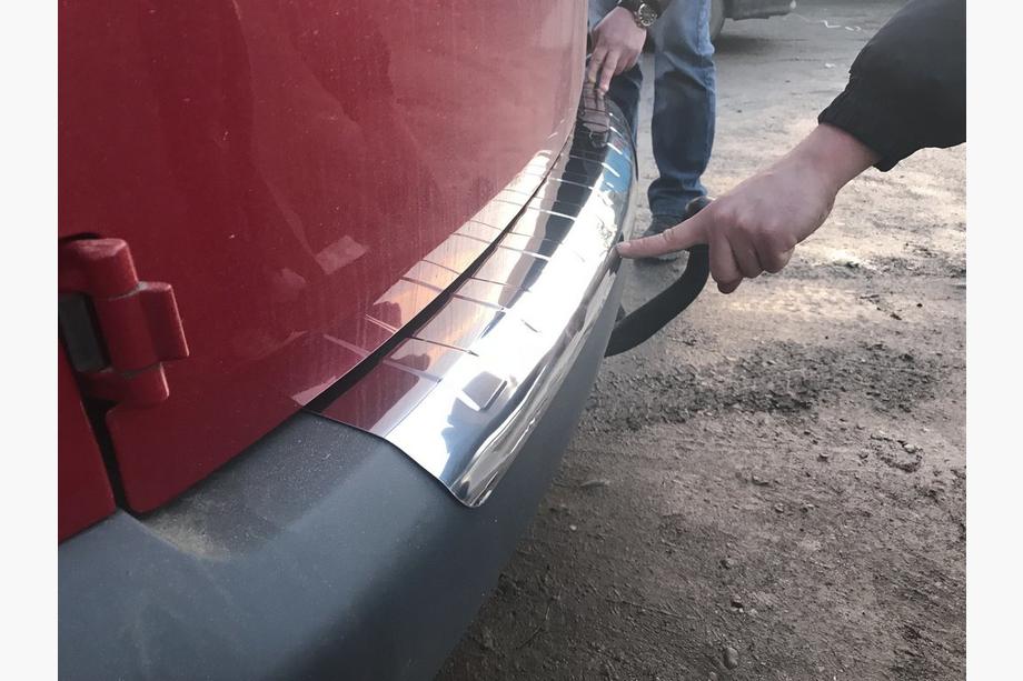 Volkswagen Caddy 2004-2010 Rear bumper protector with large wrap (Elite, stainless steel) Photo 4