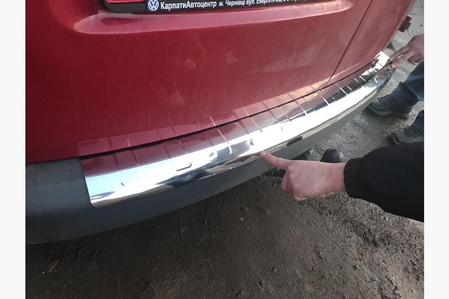 Volkswagen Caddy 2004-2010 Rear bumper protector with large wrap (Elite, stainless steel) Photo 5