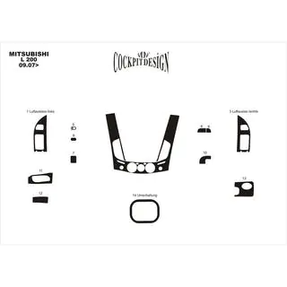 Dashboard Trim Kit (13 Pieces) Mitsubishi L200 2006-2015 photo 4