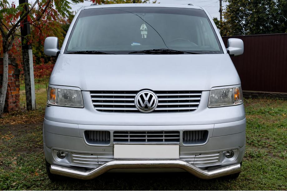 Volkswagen T5 Transporter 2003-2010 Front bumper guard Wave ST007 (stainless steel) Photo 1