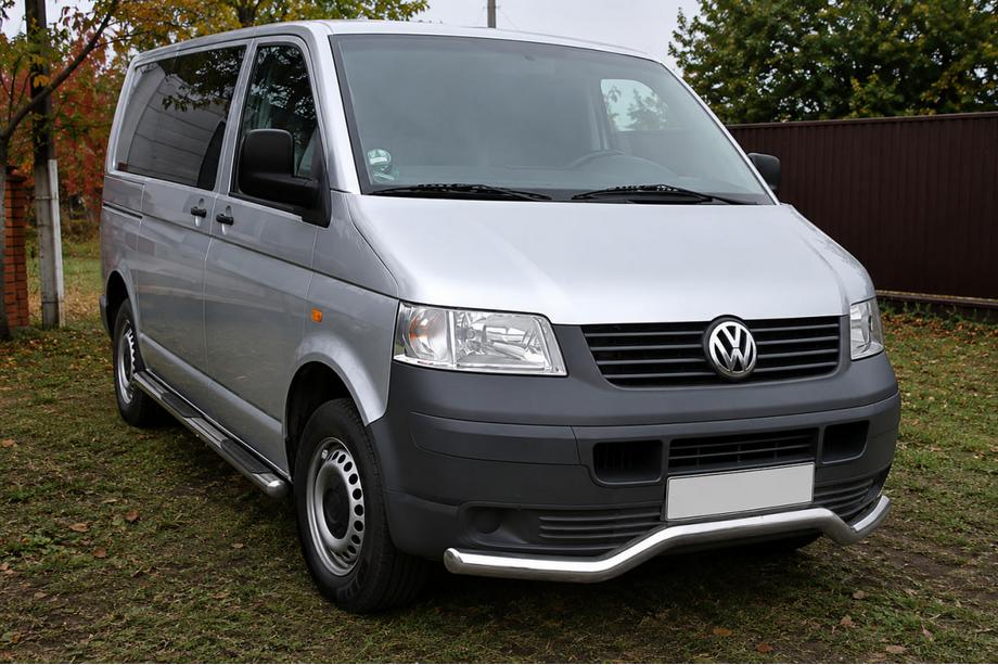 Volkswagen T5 Transporter 2003-2010 Front bumper guard Wave ST007 (stainless steel) Photo 3