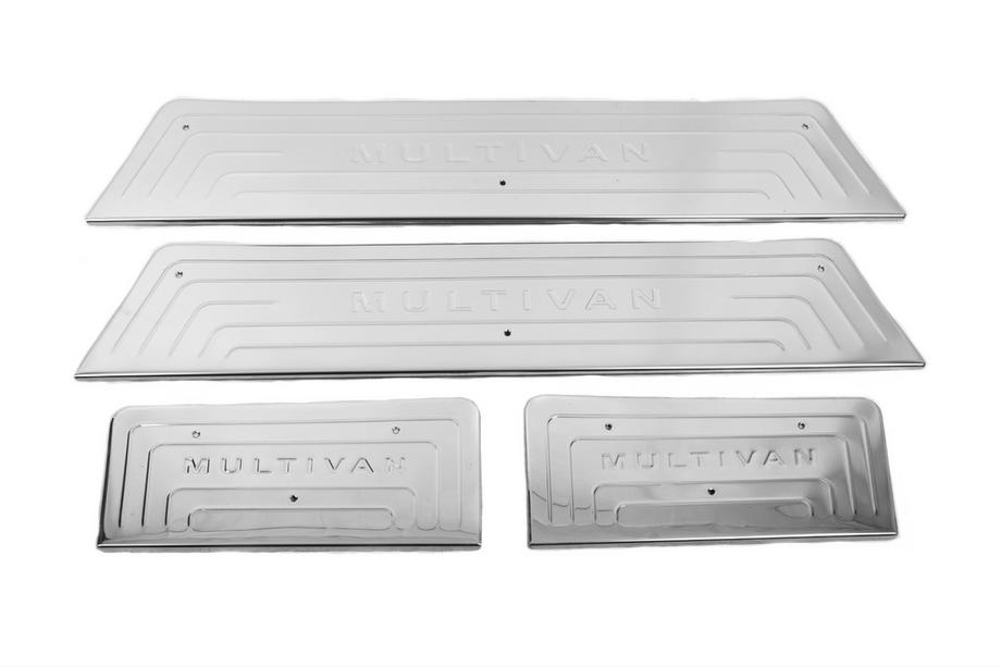 Volkswagen T5 Multivan 2003–2010 Stainless Steel Door Sill Protectors (OmsaLine) 3 Doors, OmsaLine - Italian Stainless Steel Image