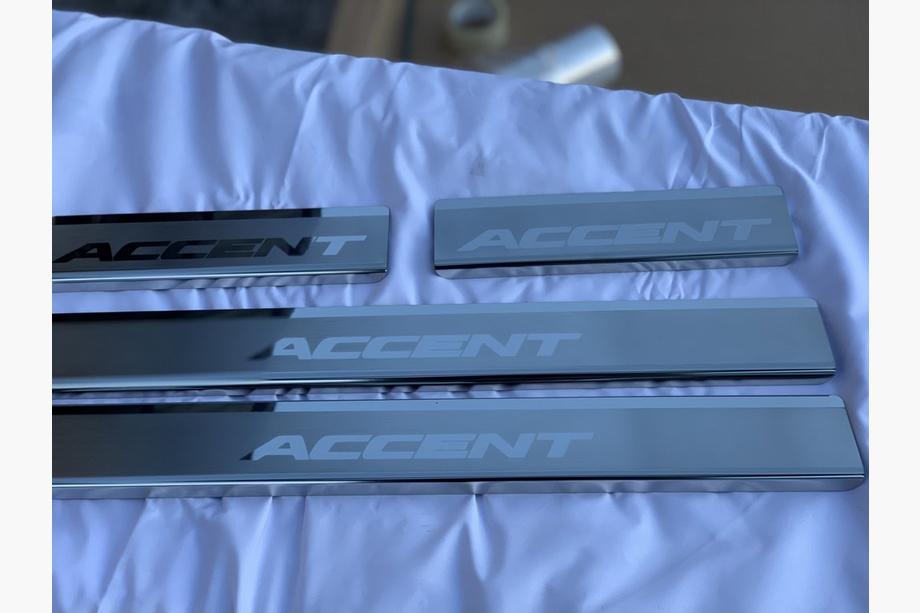 Hyundai Accent 2011-2017 Door Sill Covers Nataniko (4 pcs, Stainless Steel) Premium - 3M Tape, 0.8 mm Photo 2