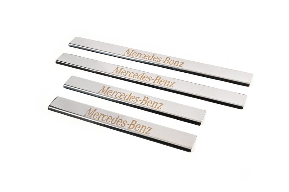 Mercedes E-class W210 1995-2002 Door Sill Protectors Carmos Stainless Steel 4 pcs Image