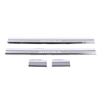Carmos Door Sill Protectors (4 pcs, Stainless Steel) Nissan Micra K12 2003-2010 photo 2