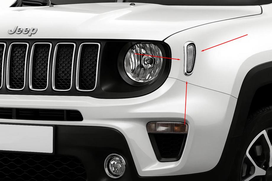 Jeep Renegade 2014- Chrome Covers for Turn Signal Repeaters (2 pcs Stainless Steel) Image