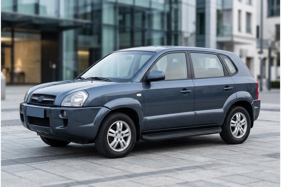 Hyundai Tucson JM 2004- Side Steps Tayga Black (2 pcs, Aluminum) Image