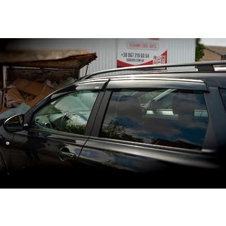 Window deflectors with chrome trim (4 pcs, Niken) Nissan Qashqai 2007-2010 photo 3