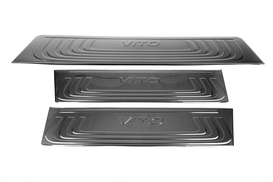 Mercedes Vito/V-class W447 2014- Interior Door Sill Covers Black Chrome (Stainless Steel) 4 Door Sill Covers Photo 3