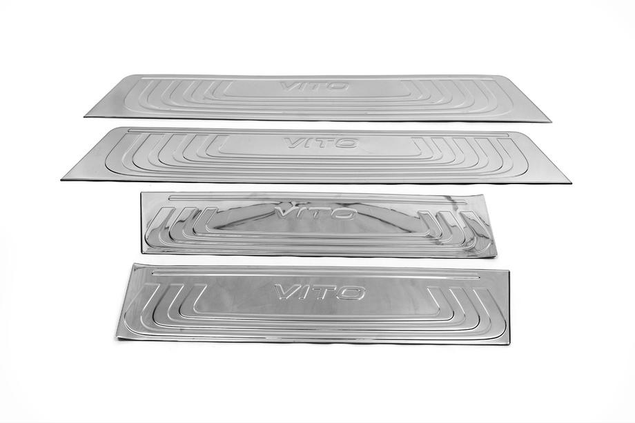 Mercedes Vito/V-class W447 2014- Interior Door Sill Covers Black Chrome (Stainless Steel) 4 Door Sill Covers Photo 2