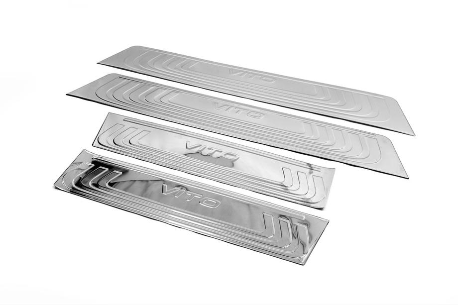 Mercedes Vito/V-class W447 2014- Interior Door Sill Covers Black Chrome (Stainless Steel) 4 Door Sill Covers Photo 4