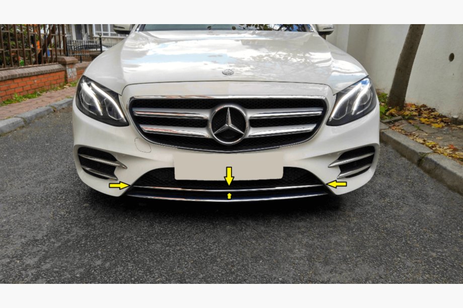 Mercedes E-class W213 2016-2023 Chrome strip for front bumper 2016-2019 (stainless steel) Image