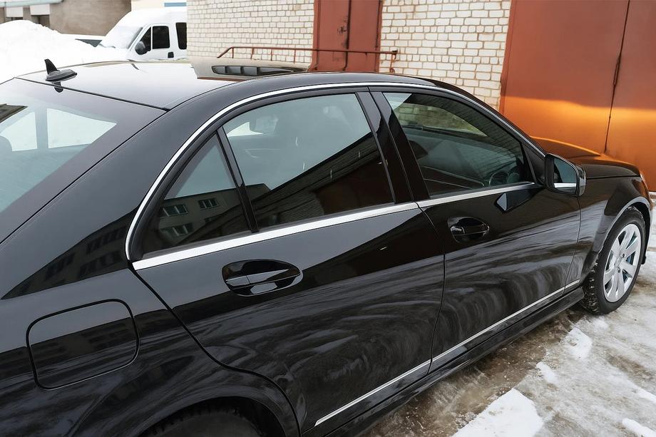 Mercedes C-class W204 2007-2015 Chrome Window Trim Covers (6 pcs, Stainless Steel) Image