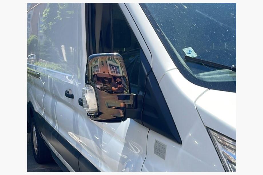Ford Transit 2014- Mirror Covers Black Chrome (2 pcs, plastic) Image
