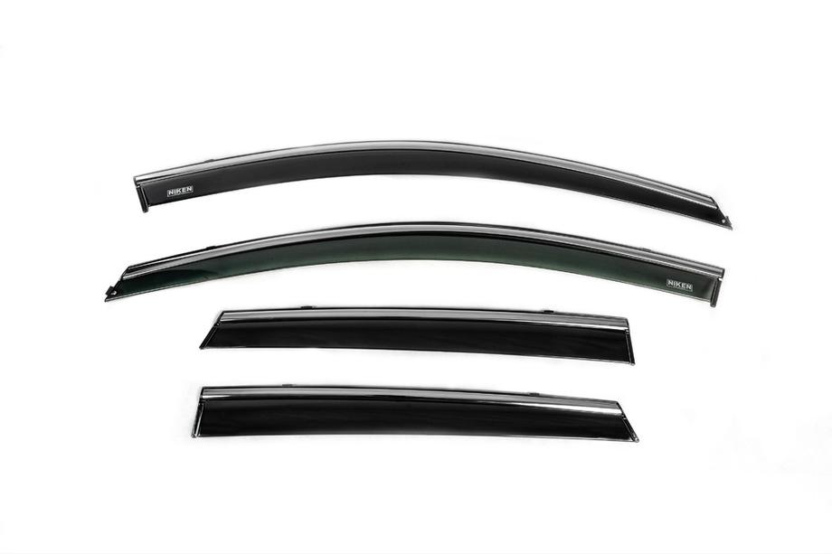 Hyundai I-30 2017- Window deflectors with chrome trim (4 pcs, Niken) Image