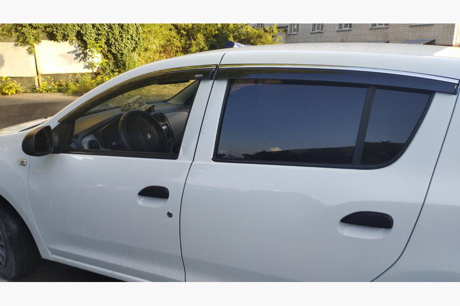 Renault Sandero 2013-2022 Window Deflectors with Chrome Trim HB (4 pcs, Niken) Image