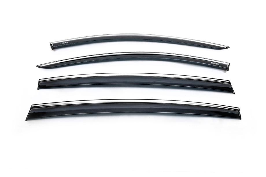 Renault Sandero 2013-2022 Window Deflectors with Chrome Trim HB (4 pcs, Niken) Photo 2