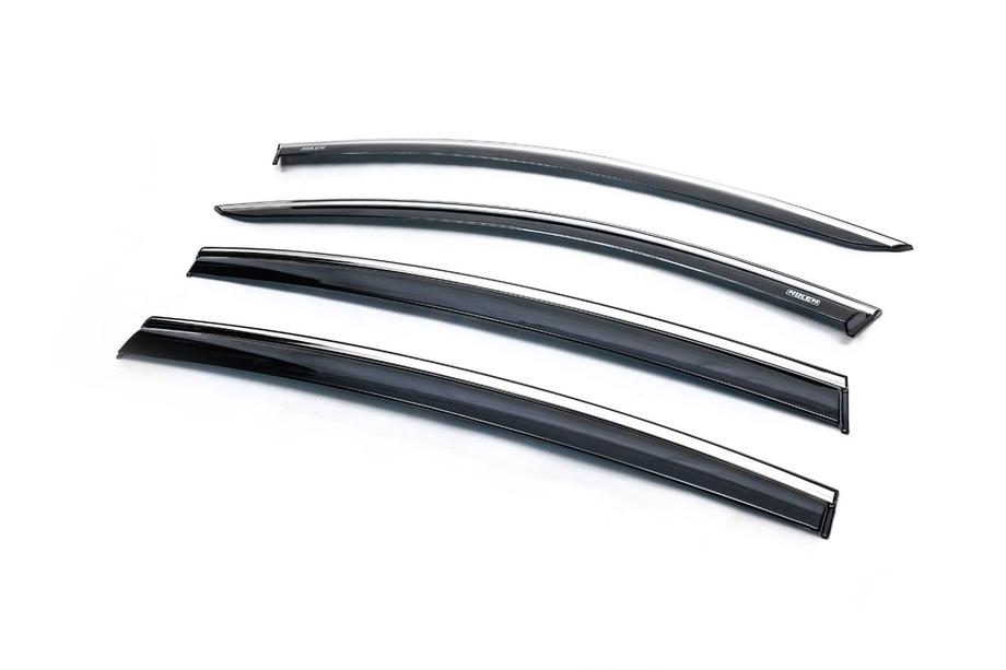 Renault Sandero 2013-2022 Window Deflectors with Chrome Trim HB (4 pcs, Niken) Photo 3
