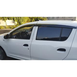 Window deflectors with chrome trim (4 pcs, Niken) Dacia Sandero 2013-2020 photo 1