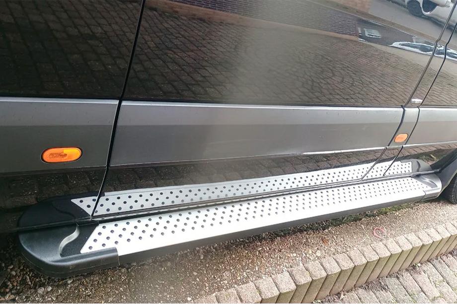 Volkswagen Crafter 2006-2016 Side Steps Allmond Grey (2 pcs, Aluminum) Long/ExtraLong Image