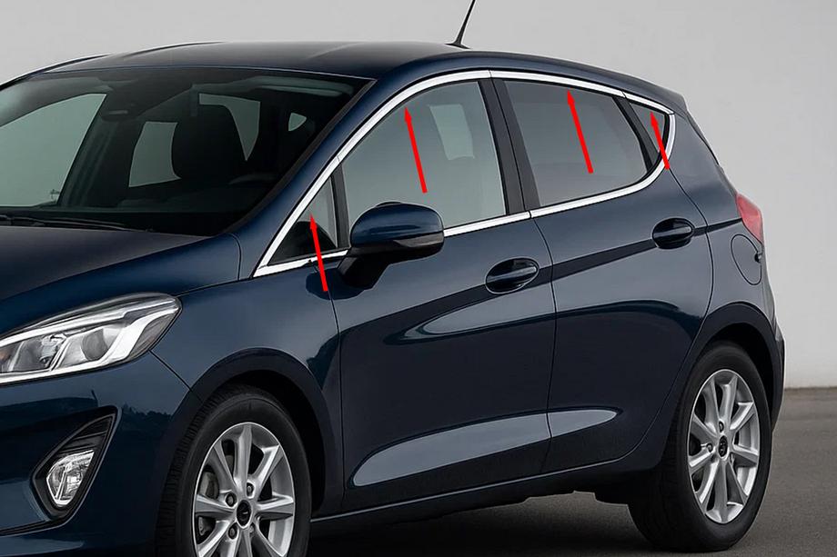 Ford Fiesta 2017- Upper window trim stainless steel (8 pcs) Image