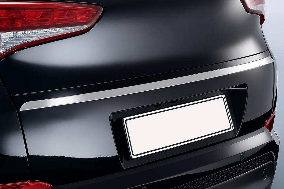 Hyundai Tucson TL 2016-2021 Trunk chrome trim above license plate (2015–2018, upper, narrow, stainless steel) OmsaLine - Italian Stainless Steel Image