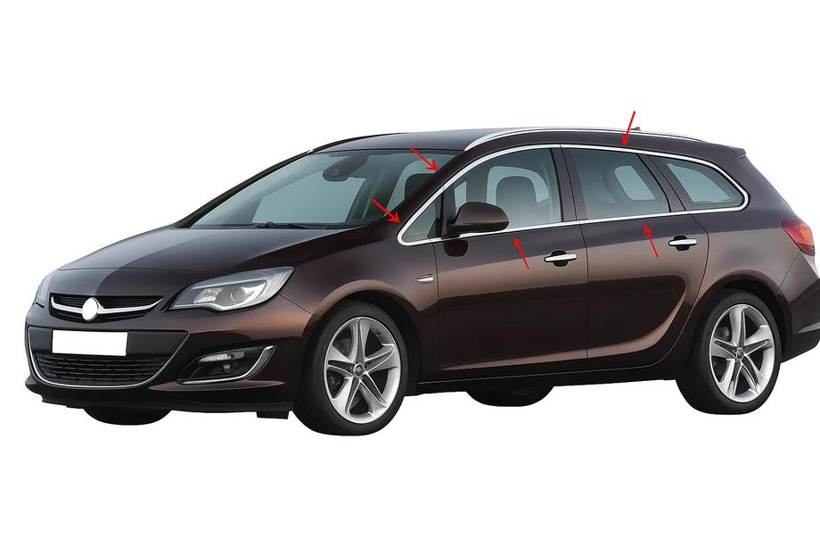 Opel Astra J 2009-2015 Full Window Trim Stainless Steel (Sport Tourer, 12 pcs) Photo 1