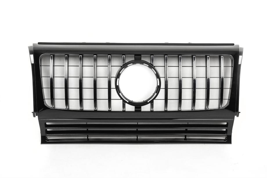 Mercedes G class W463 1990-2018 Front Grille (GT, with Chrome Strips) Black with chrome strips Photo 2