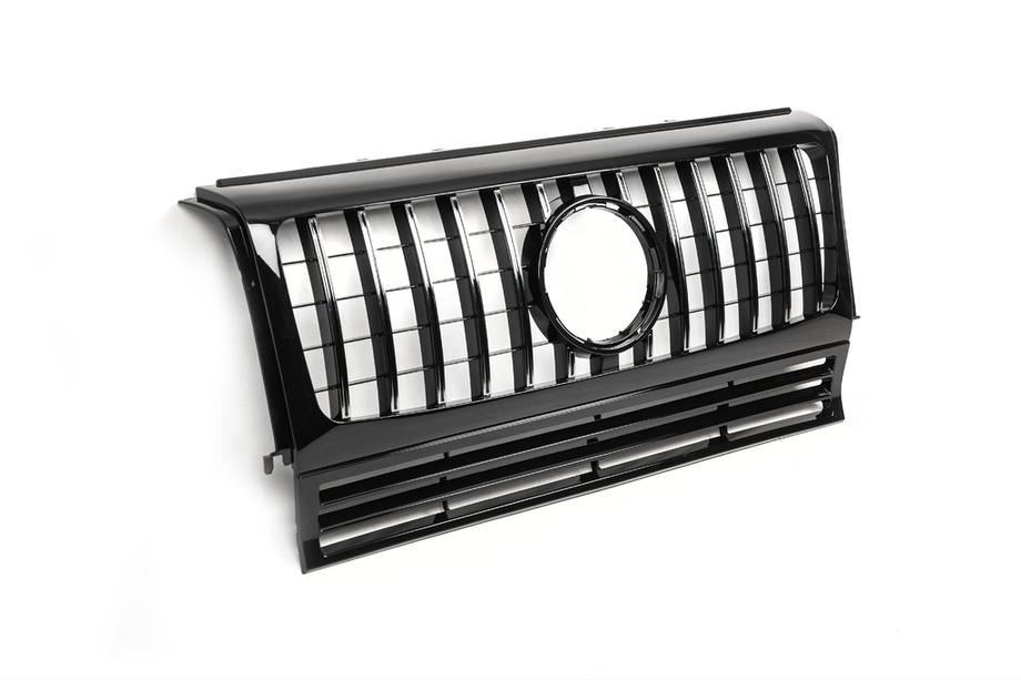 Mercedes G class W463 1990-2018 Front Grille (GT, with Chrome Strips) Black with chrome strips Photo 5