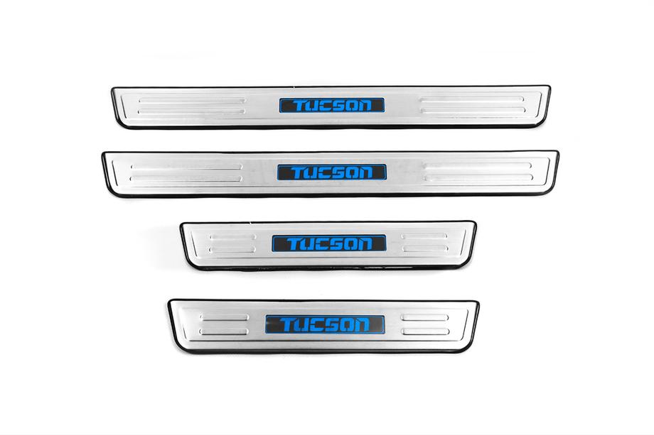Hyundai Tucson JM 2004- Libao LED Stainless Steel Door Sill Plates Photo 2
