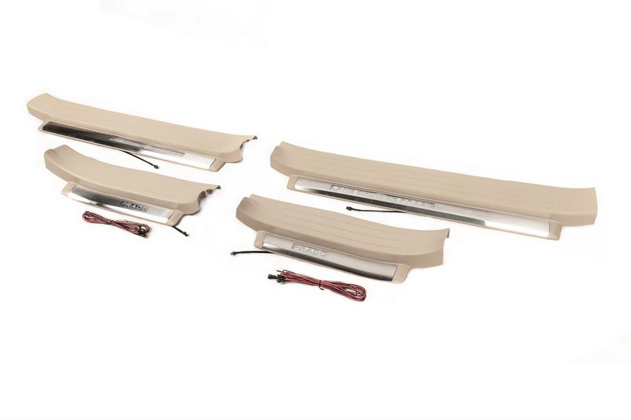 Toyota Land Cruiser Prado 150 2009-2023 Illuminated door sills (beige) Photo 2